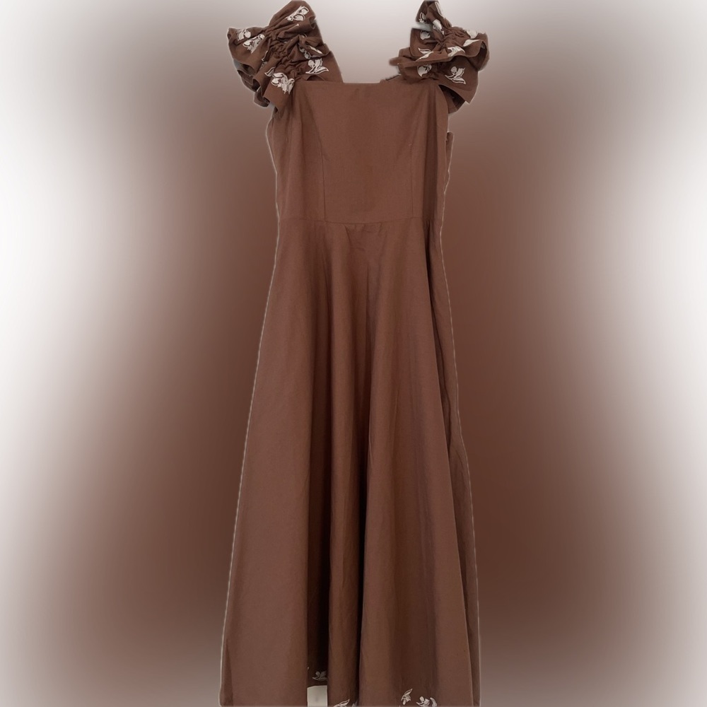 FANM MON Alanya DressElegant Brown Ruffle Dress - Picture 8 of 10